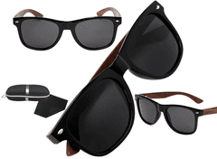 Camerazar Pánské sportovní sluneční brýle s polarizací, černé s bambusovými zorníky, UV filtr 400 kat. 3