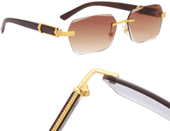 Camerazar Bezrámové hnědé sluneční brýle, obdélníkový tvar, UV400 filtr kat.3, Kovový rám
