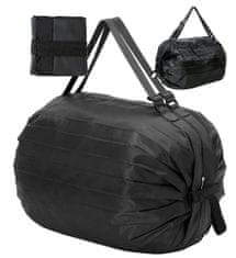 Camerazar Skládací nákupní taška, černá, nylonový materiál, 50x35 cm