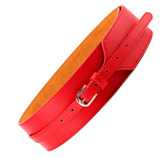 Camerazar Široký dámský korzetový pásek z ekologické kůže, zlatá spona, červená barva