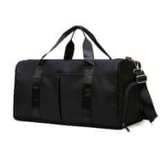 Camerazar Prostorná cestovní a tréninková taška, černá, nepromokavý nylon, 42x23x21 cm