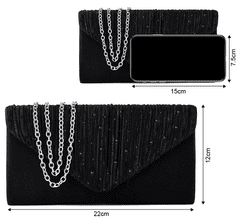 Camerazar "Elegantní černá společenská kabelka přes rameno, syntetický materiál, rozměry 22x12 cm, délka popruhu 100 cm"