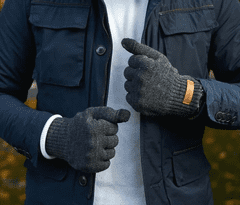 Camerazar Pánské pletené rukavice s dotykovou funkcí, šedá, 100% akrylová příze, univerzální velikost