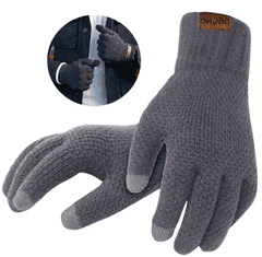 Camerazar Pánské pletené rukavice s dotykovou funkcí, šedá, 100% akrylová příze, univerzální velikost