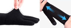 Camerazar Pánské zimní teplé dotykové rukavice s pleteným vzorem, černá, akrylová příze, univerzální velikost