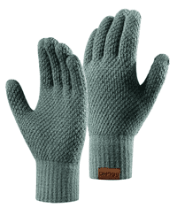Camerazar Pánské pletené zimní rukavice s dotykovou funkcí, zelená, akrylová příze, univerzální velikost