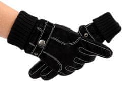 Camerazar Pánské zimní rukavice na dotek, černé semišové, s pružnou šňůrkou