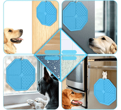 Camerazar Antistresová lízací podložka pro psy a kočky, modrá, silikonová, 20x20x0.6 cm