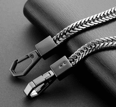 Camerazar Univerzální kovový řetízek na kabelku, černý, délka 120 cm, šířka 7 mm