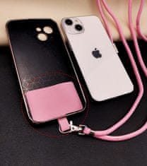 Camerazar Přívěsek na klíče s telefonní šňůrkou, růžová, 80 cm, šířka 0.5 cm