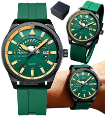 Camerazar Sportovní pánské hodinky CURREN WR30, zelené, s datumovkou a nerezovou ocelí