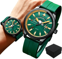 Camerazar Sportovní pánské hodinky CURREN WR30, zelené, s datumovkou a nerezovou ocelí
