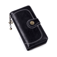 Camerazar Velká dámská peněženka z ekokůže s kroužkem na klíče, černá, 19.3x10x3.5 cm