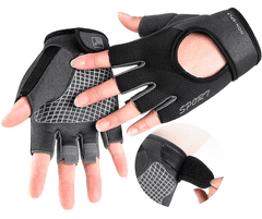 Camerazar Univerzální cyklistické rukavice, černá, polyester, šířka 10 cm