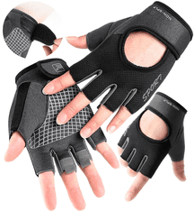 Camerazar Univerzální cyklistické rukavice, černá, polyester, šířka 10 cm