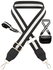 Camerazar Nastavitelný široký popruh na kabelku s batohem, černá/bílá, polyester, 75-145 cm