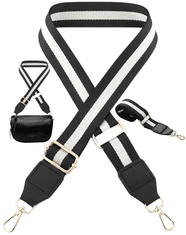 Camerazar Nastavitelný široký popruh na kabelku s batohem, černá/bílá, polyester, 75-145 cm