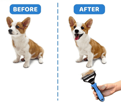 Camerazar Oboustranný hřeben na kadeře pro psy, protiskluzová gumová rukojeť, 18x12.5x4.5 cm
