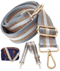 Camerazar Nastavitelný široký pásek na dámskou kabelku nebo batoh, zlaté kování, polyester, 145x38 mm