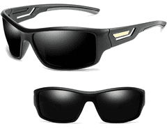 Camerazar Pánské sportovní sluneční brýle s polarizací, matný černý rám, polarizované černé zorníky, UV-400 kat. 3 filtr