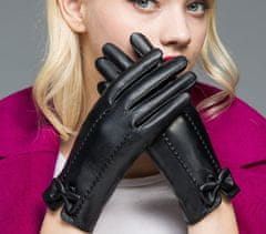 Camerazar Dámské teplé rukavice z ekokůže s dotykovou funkcí, černé, univerzální velikost