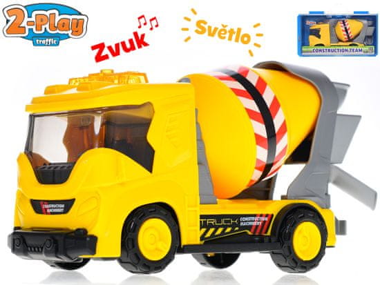 Mikro Trading 2-Play Traffic auto stavební míchačka 22 cm se světlem a zvukem v kufříku
