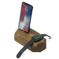 Oakywood Dřevěná dokovací stanice pro iPhone a Apple Watch, ořechová