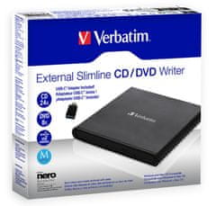 Verbatim Slimline DVD/CD Externí mechanika, USB 2.0, černá (98938)
