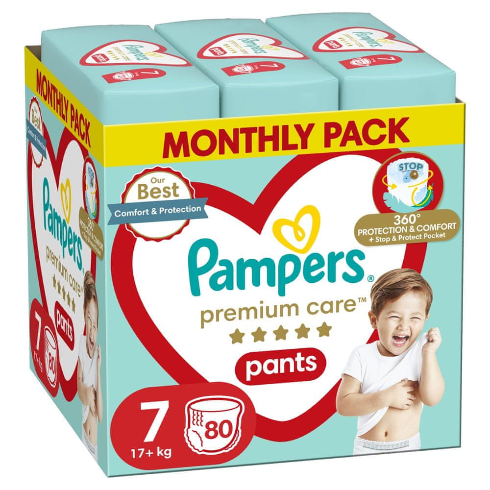 Levně Pampers Premium Care pants vel. 7, 80 ks, 17kg+