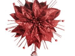 LAALU.cz Špička na vánoční stromeček květina červená kov 35 cm