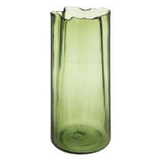 Atmosphera Zelená skleněná váza na květiny, nepravidelný tvar, 32 cm