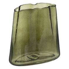 Atmosphera Zelená skleněná váza na květiny, nepravidelný tvar, 20 cm