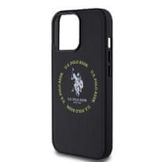 U.S. Polo Assn.  PU Leather Printed Round Double Horse MagSafe Zadní Kryt pro iPhone 15 Pro Black