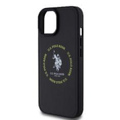 U.S. Polo Assn.  PU Leather Printed Round Double Horse MagSafe Zadní Kryt pro iPhone 15 Black