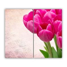 tulup.cz Skleněné deska do kuchyně Růžové tulipány 60x52 cm