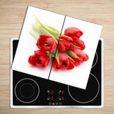 tulup.cz Skleněné deska do kuchyně Červené tulipány 2x30x52 cm