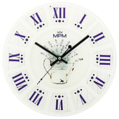 MPM QUALITY Nástěnné skleněné hodiny Provence E09.4376