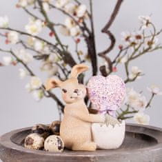 Clayre & Eef Velikonoční dekorace, zajíček s květinovým srdíčkem