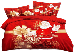 Vánoční 3D povlečení červené - Santa a mašle