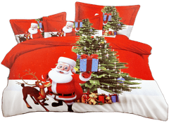Vánoční 3D povlečení červené - Santovo překvapení