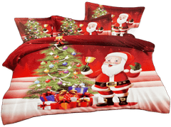 Vánoční francouzské 3D povlečení - Santa u stromečku