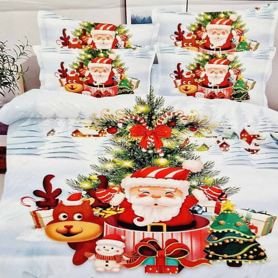 Vánoční francouzské 3D povlečení - Santa v dárku