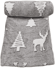 Sendia Svítící mikroplyšová deka Vánoční motiv 1 šedá