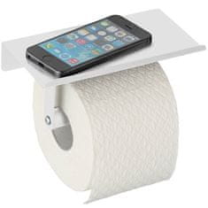 Wenko Držák na toaletní papír s poličkou na mobil, bílý