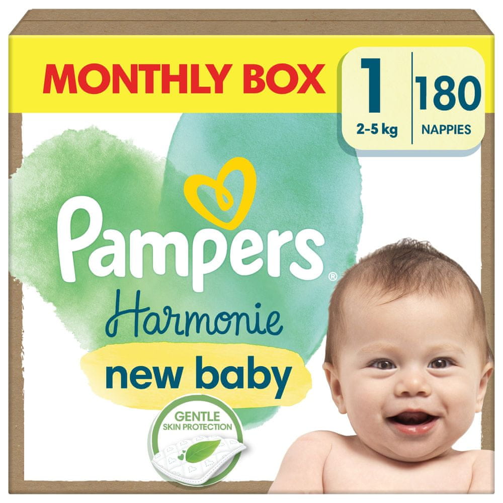 Levně Pampers Harmonie Baby vel. 1, 180 ks, 2kg-5kg - měsíční balení