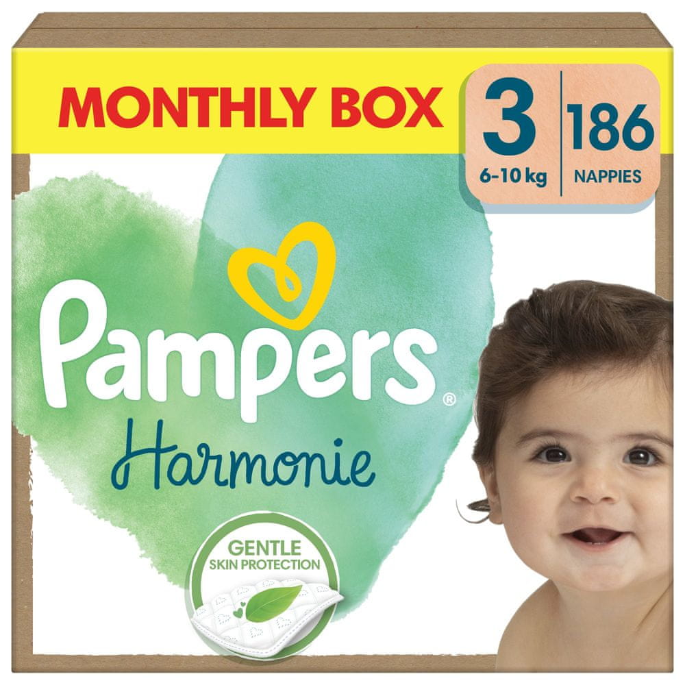 Levně Pampers Harmonie Baby vel. 3, 186 ks, 6kg-10kg - měsíční balení