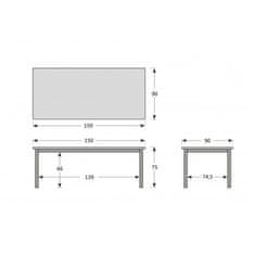 Doppler CONCEPT FSC - stůl s teakovou deskou 150 x 90 x 75 cm