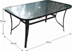 KONDELA Jídelní stůl, tvrzené sklo / ocel, PASTER