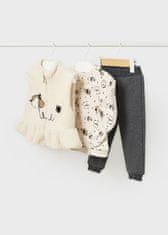 MAYORAL dívčí hřejivý set vesty, mikiny ve smetanové barvě s obrázky pejsků, šedé tepláčky s pružným pasem Velikost: 36m/98cm
