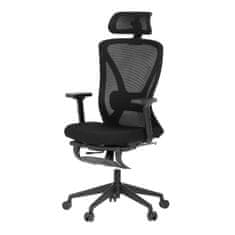 Autronic Židle kancelářská, černá MESH, plastový kříž, opěrka nohou, posuvný sedák, 2D područky